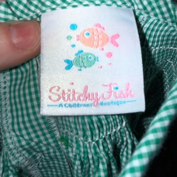 Stitchy Fish Green Smocked Christmas Tree Dress - Picture 4 of 4